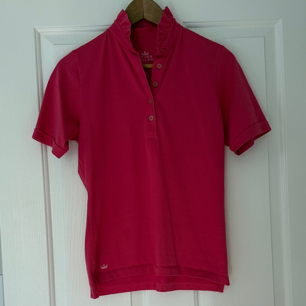 Peter Millar Pink Ruffle Polo Shirt Size S